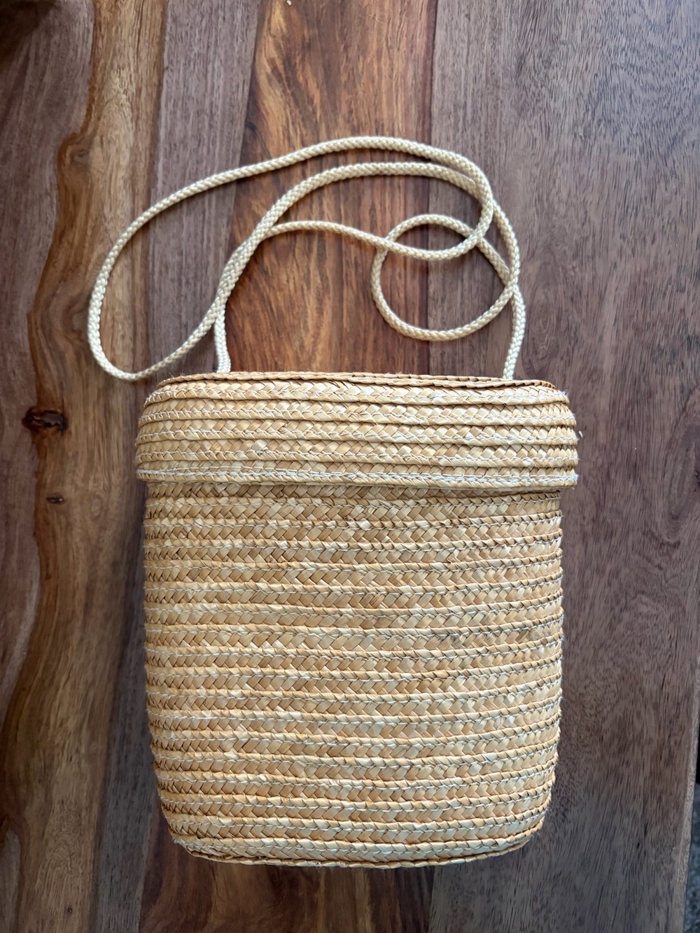 Vintage Natural Beige Woven Straw Shoulder Bag - Straw Crossbody